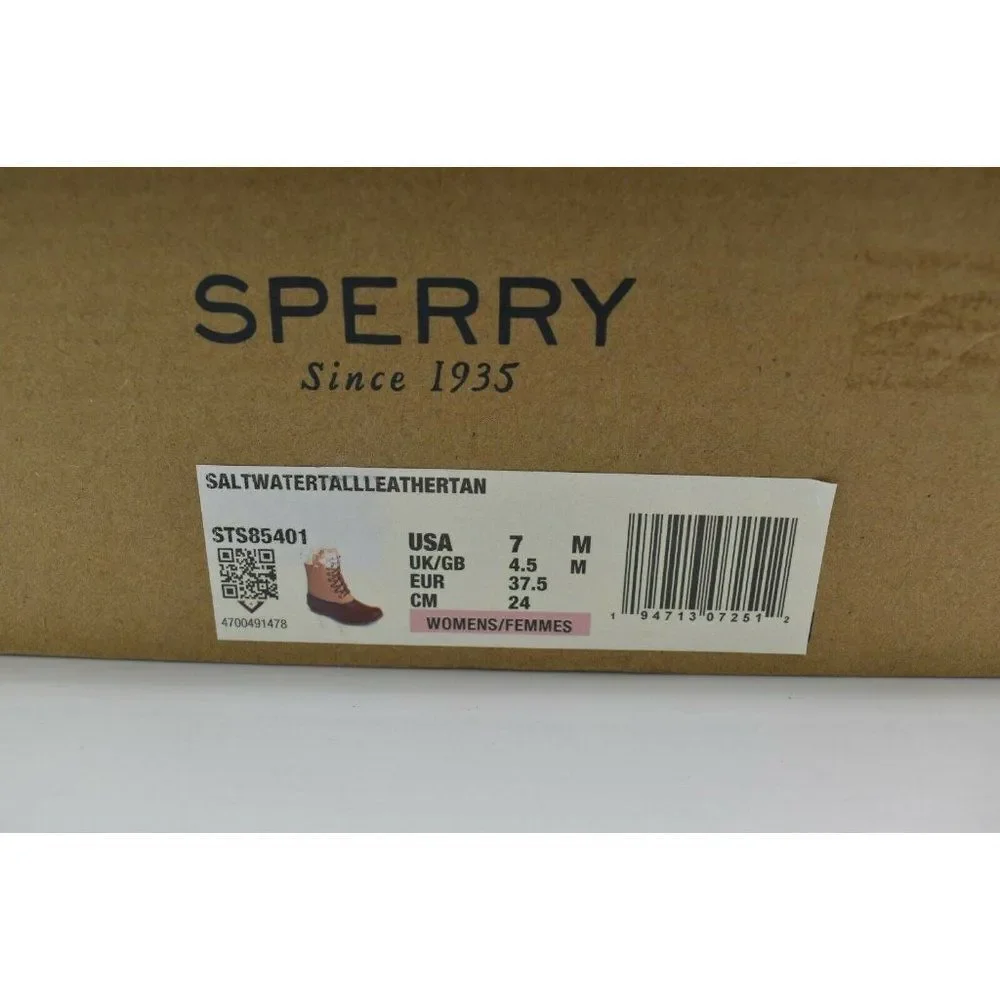 NWB Sperry Womens Size 7 M Saltwater Tall Leather Cozy‎ Tan Duck Boots STS85401